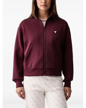 Guess Logo-Plaque Zip-Up Hoodie - Red