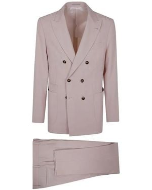 Brunello Cucinelli Double-Breasted Linen Suit - Pink