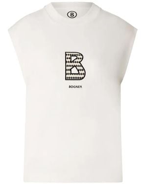 Bogner Dania Logo-Stitch Cap-Sleeve Tank Top - White