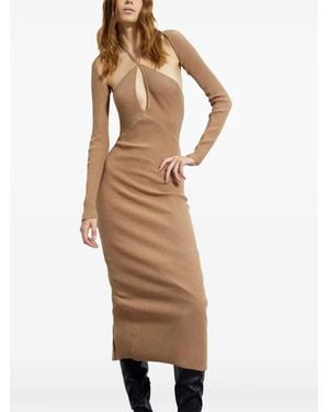 Akep Cut-Out Ribbed Midi Dress - Natural