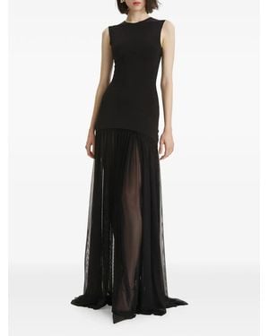 2310 STUDIO Tulle-Panel Maxi Dress - Black