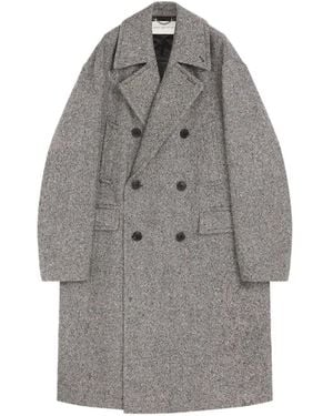 Dries Van Noten Oversized Wool Tweed Coat - Gray