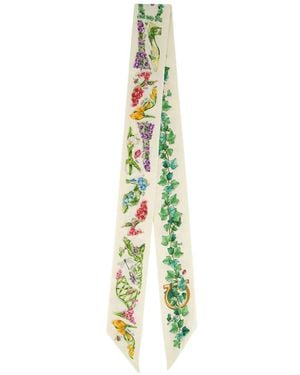 Ferragamo Eden Floral-Print Silk Scarf - Metallic