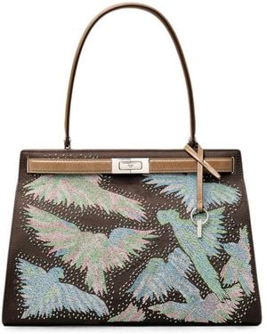 Tory Burch Classic Lee Radziwill Beaded Bag - Gray