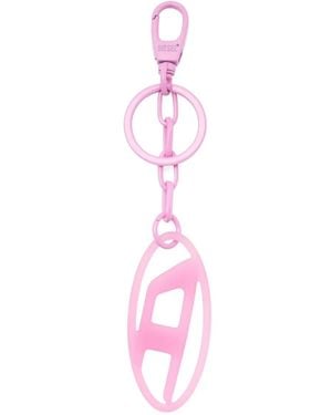 DIESEL Oval D Charm Keyring - Pink