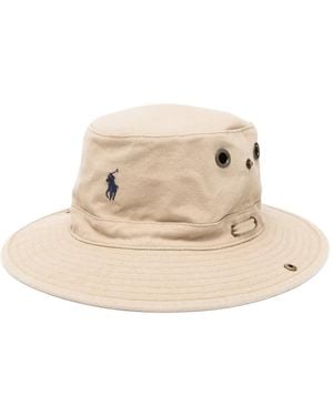 Polo Ralph Lauren Logo-Embroidered Bucket Hat - Natural