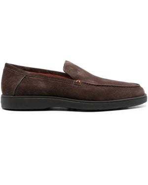 Santoni Drain Suede Loafers - Brown