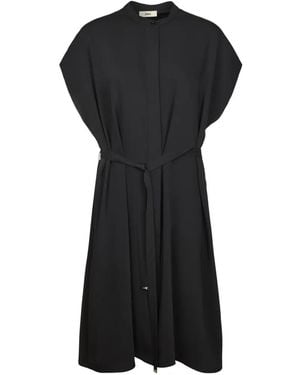 Herno Short Shirt Dress With Belt Tied - Black