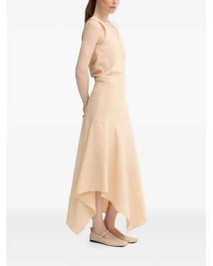 Aeron Scoop-Neck Asymmetric Day Dress - Natural