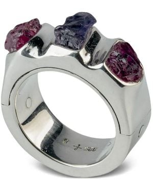 Parts Of 4 Bague Sistema En Sterling Sertie De Saphir - Métallisé