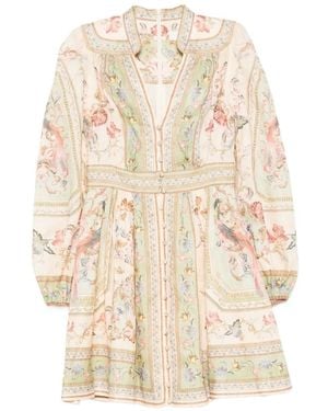 Zimmermann Roselight Floral-Print Linen Mini Dress - White