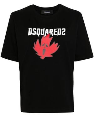 DSquared² Horror Maple Leaf-Print T-Shirt - Black