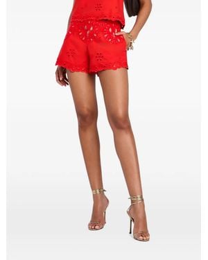 retroféte Short Caliane En Broderie Anglaise - Red