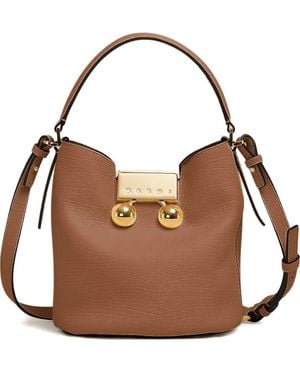 Marni Leather Trunkaroo Bucket Bag - Brown