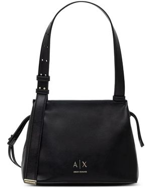 ARMANI EXCHANGE Sac Porté Épaule À Bride Ajustable Et À Plaque Logo - Black