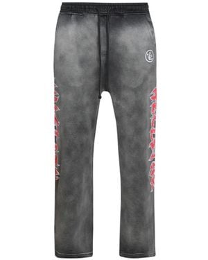 HELLSTAR Stars Shine Graffiti-Print Track Trousers - Grey
