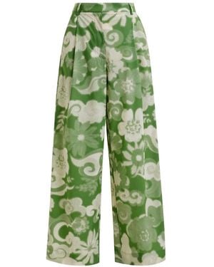 Essentiel Antwerp Pleated Printed Trousers - Green