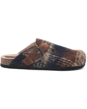 Faliero Sarti Patterned Buckle Strap Sandals - Brown