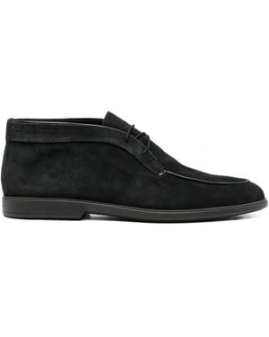 Santoni Lace-Up Leather Boots - Black