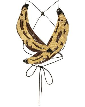 Area Embroidered-Detail Top - Metallic