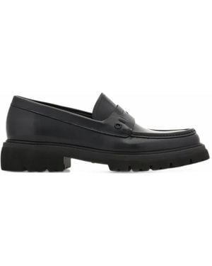 Ferragamo Penny Loafer With Chunky Tread - Black