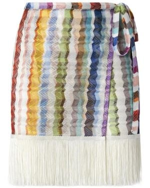Missoni Zigzag Fringe-Trim Skirt - Blue