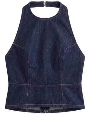 Reformation Alexie Denim Halter Top - Blue