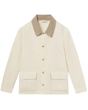 FRAME Contrast-Collar Patch-Pocket Shirt Jacket - White
