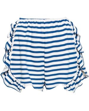 Ioana Ciolacu Striped Peony Shorts Mit Rüschen - Blau