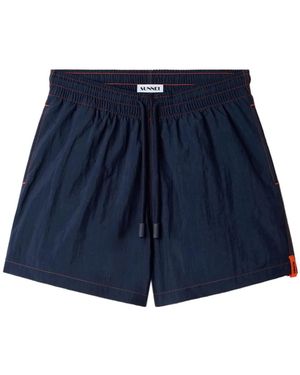 Sunnei Contrast-Stitch Swim Shorts - Blue