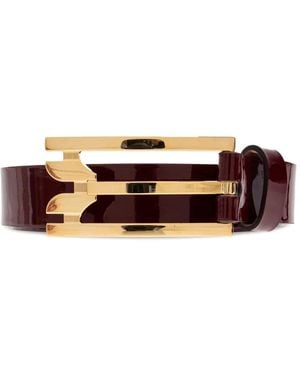 Victoria Beckham Patent-Leather Buckle Belt - White