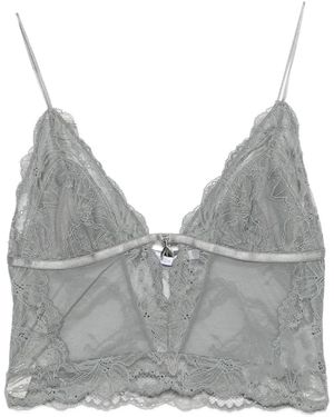 Patrizia Pepe Lace-Panelled V-Neck Bralette - Grey