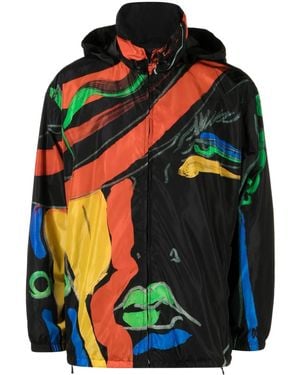 Moschino プリント フーデッドジャケット - ブラック