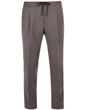 Slowear Drawstring Pleated Trousers - Grey