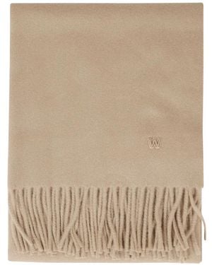 Weekend by Maxmara Fringed-Hem Logo-Embroidered Scarf - Natural