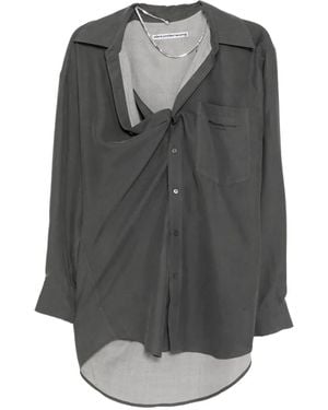 Alexander Wang Logo-Print Shirt Dress - Gray