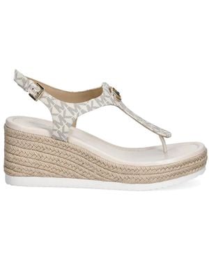 MICHAEL Michael Kors Val Wedge Sandals Flip-Flop Style With Exclusive Logo - White