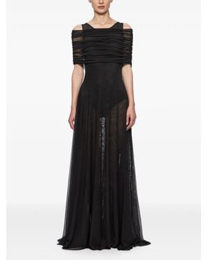 Atu Body Couture Round-Neck Mesh Maxi Dress - Black