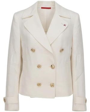 Isaia Double-Breasted Blazer - White