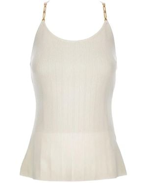 Elisabetta Franchi Top A Coste Con Dettagli A Catena - Bianco