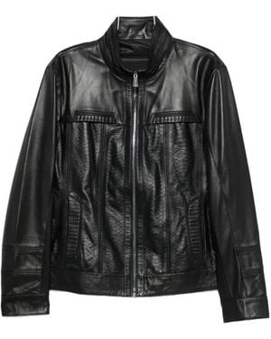 SERGIO MORETTI FIRENZE Snakeskin-Effect Panelled Jacket - Black