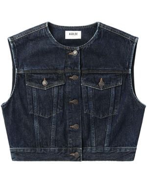 Agolde Denim Cropped Gilet - Blue