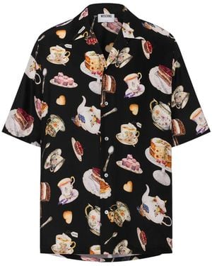 Moschino Silk Short-Sleeve Shirt - Black