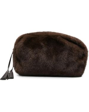 P.A.R.O.S.H. Tassel-Detail Faux-Fur Clutch Bag - Black