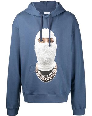 ih nom uh nit Hoodie Mit Face-Print - Blau