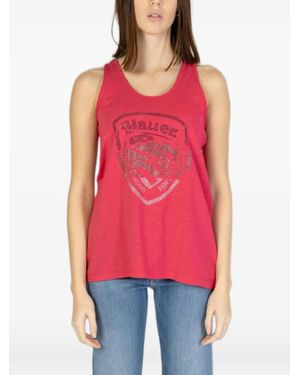 Blauer Rhinestone-Embellished Tank Top - Red