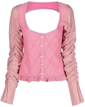 Cormio Elena Draped-Sleeve Cardigan - Pink