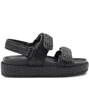 Tory Burch Kira Woven Platform Sandals - Nero