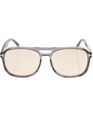 Tom Ford Rosco Pilot-Frame Sunglasses - Natural