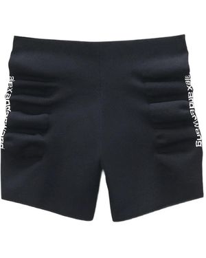 Alexander Wang Ruched Logo-Print Shorts - Black